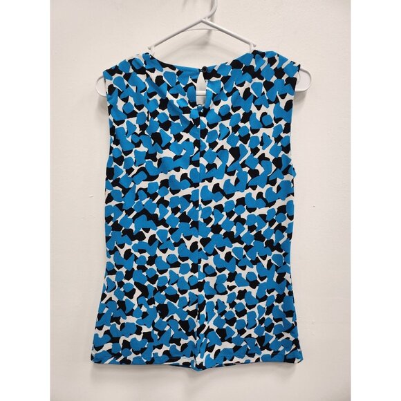 Calvin Klein Womens Sleeveless Top Medium Blue Black Abstract Stretch Carrier - Picture 5 of 5